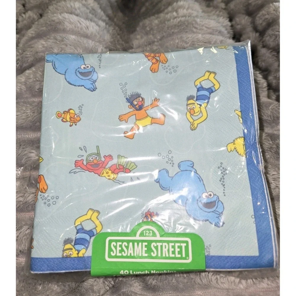 SESAME STREET Pool Party 40 Lunch Napkins 3 Ply -12 7/8